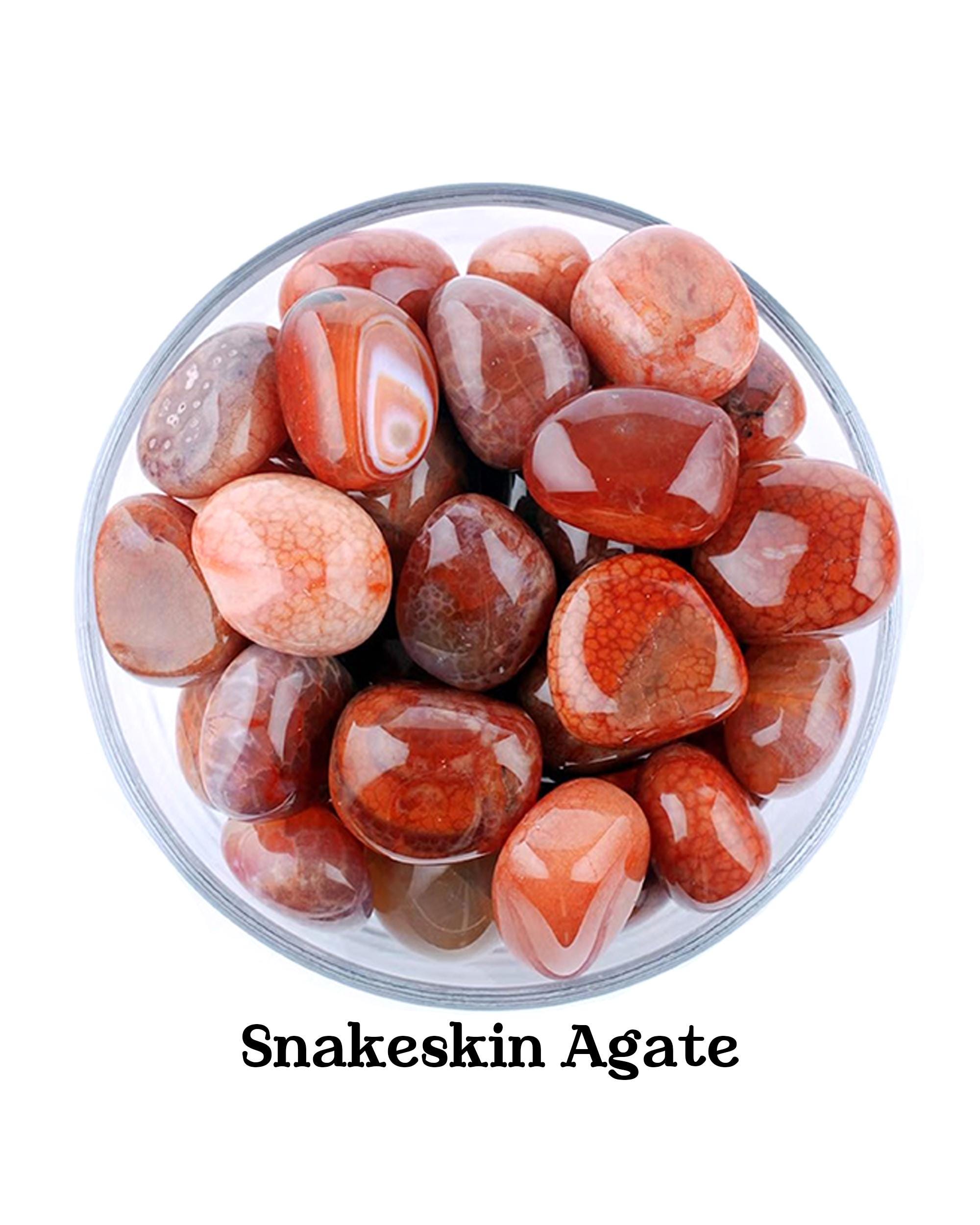 Snakeskin Fire Agate Tumbled Stone, Polished Scale Texture, Altar Ritual Healing Gem