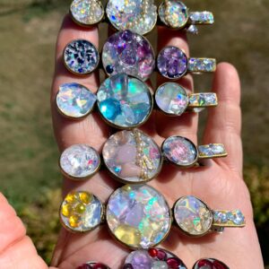 Flashy Gemstone Hair Clips Beautiful Unique Hair Accessories Antiqued Metal Hair Clip Alligator Hair Clip Quartz Garnet Pearl Sparkle