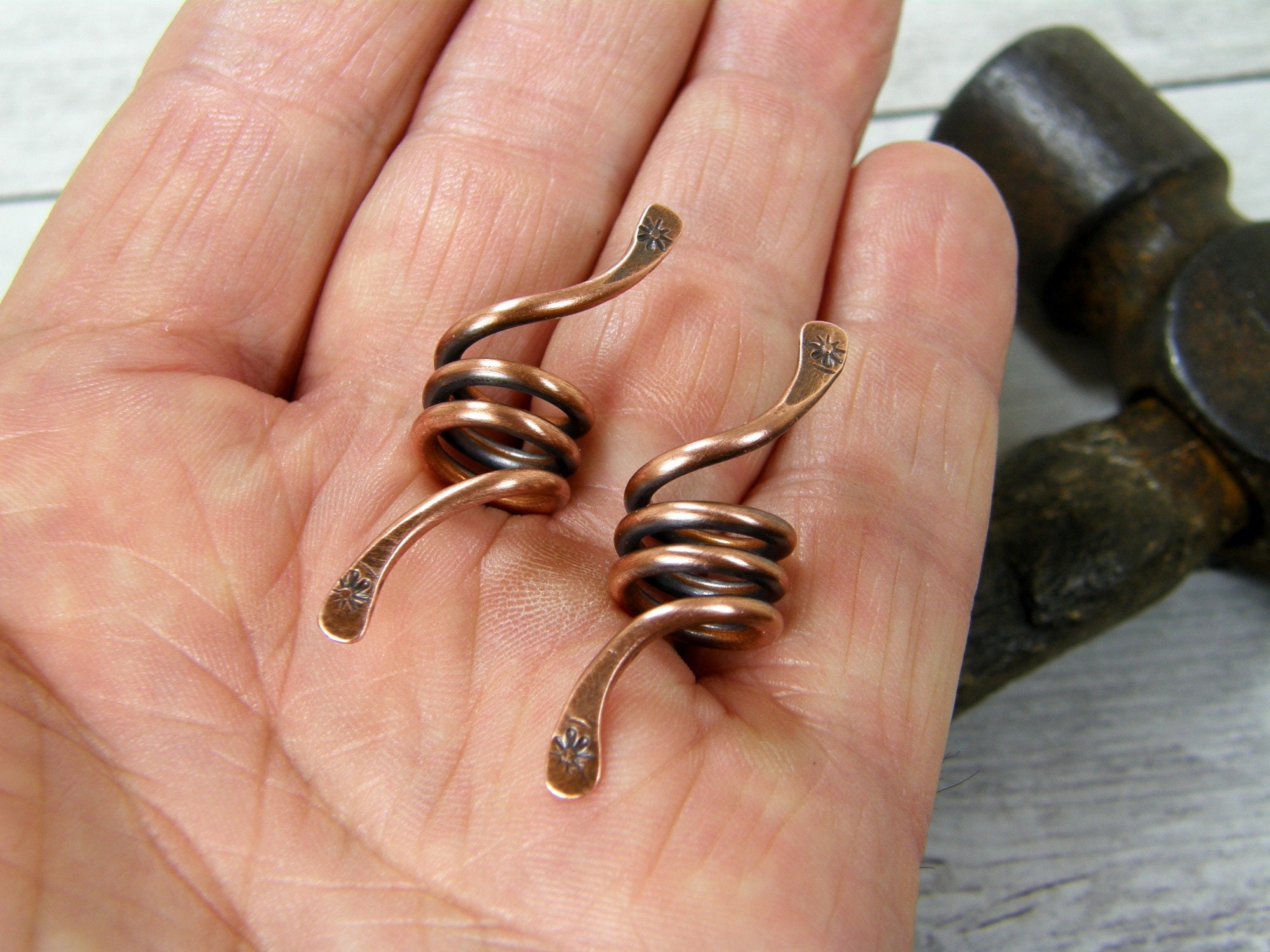 Flower Copper Hair Bead For Braids, Dreadlock Hair Bead, Dread Jewelry, Loc Jewelry, Hair Jewelry, Dread Beads, Beard Beads, Braid Jewelry