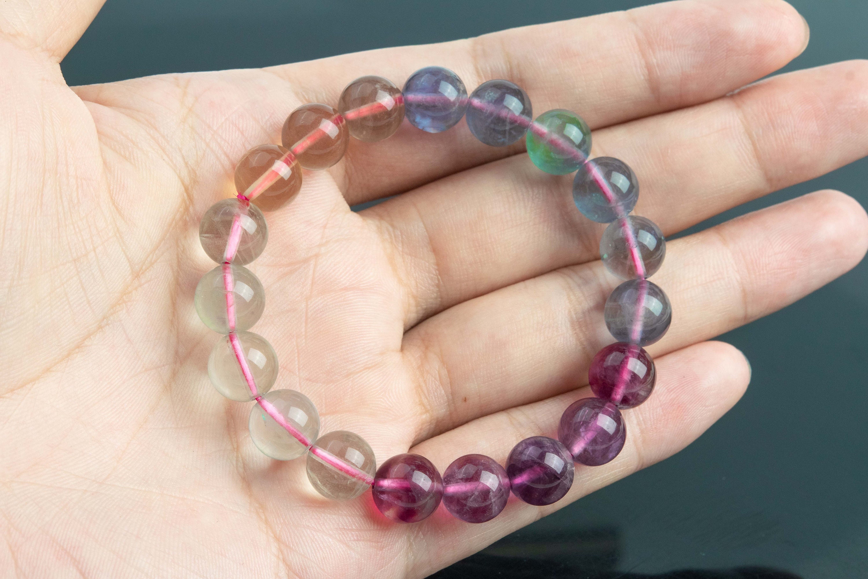 10mm Fluorite Beads Multicolor Bracelet Grade Aaa Genuine Natural Round Gemstone 7.5" Bulk Lot Options (121125h-3497)