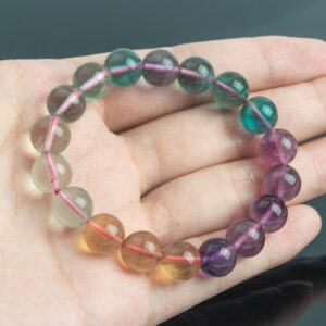 11MM Fluorite Beads Multicolor Bracelet Grade AAA Genuine Natural Round Gemstone 7.5" (121126h-3497)