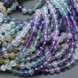 4mm Natural Mix Fluorite Faceted Round Beads,4mm Loose Faceted Beads,for Jewelry Diy Making Beads,bracelet Making Beads.wholesale Beads