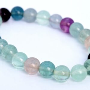 7-8MM Multicolor Fluorite Beads Bracelet Grade A Genuine Natural Round Gemstone 7" Bulk Lot Options (106614h-2019)