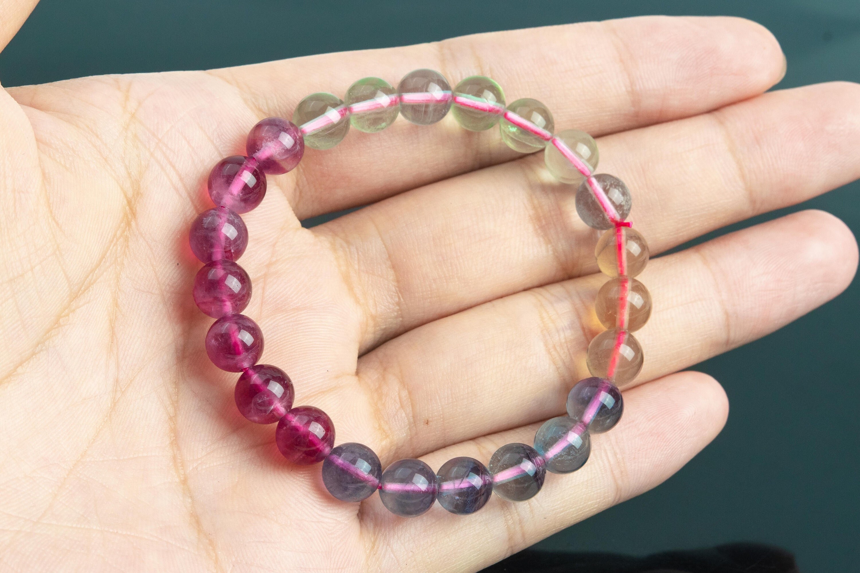 8mm Fluorite Beads Multicolor Bracelet Grade Aaa Genuine Natural Round Gemstone 7" Bulk Lot Options (121121h-3469)