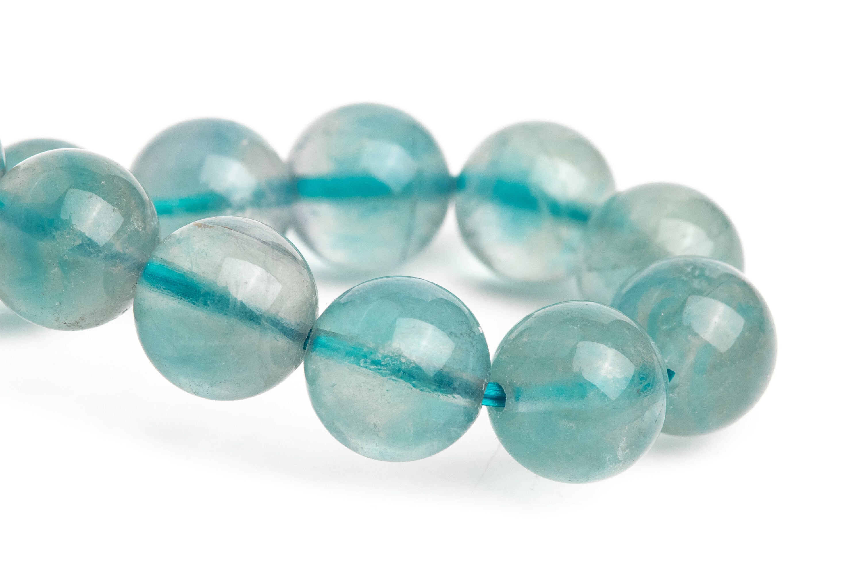 9mm Fluorite Beads Blue Bracelet Grade Aaa Genuine Natural Round Gemstone 6.5" Bulk Lot Options (121107h-3052)