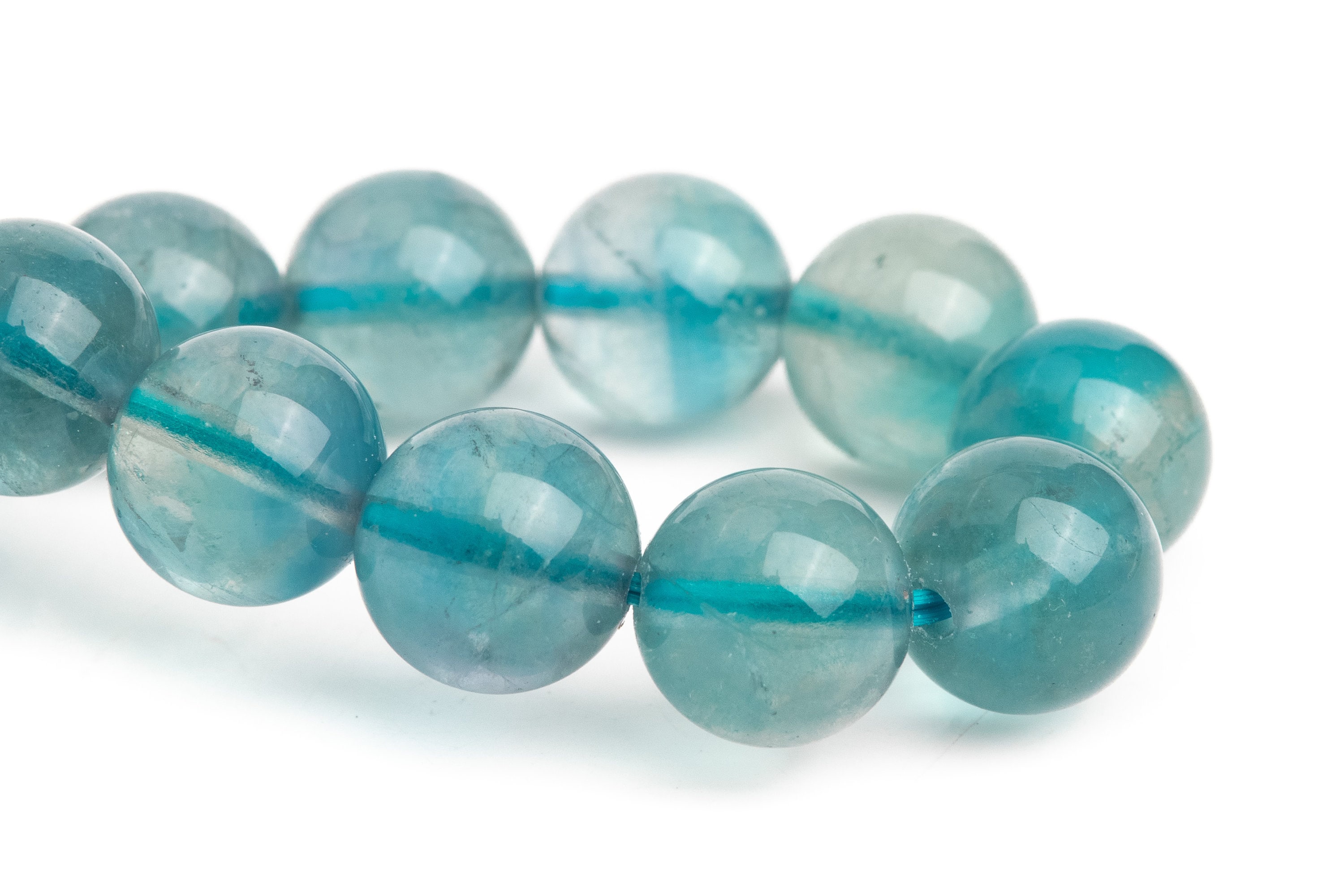 9mm Fluorite Beads Blue Bracelet Grade Aaa Genuine Natural Round Gemstone 6.5" (121105h-3052)