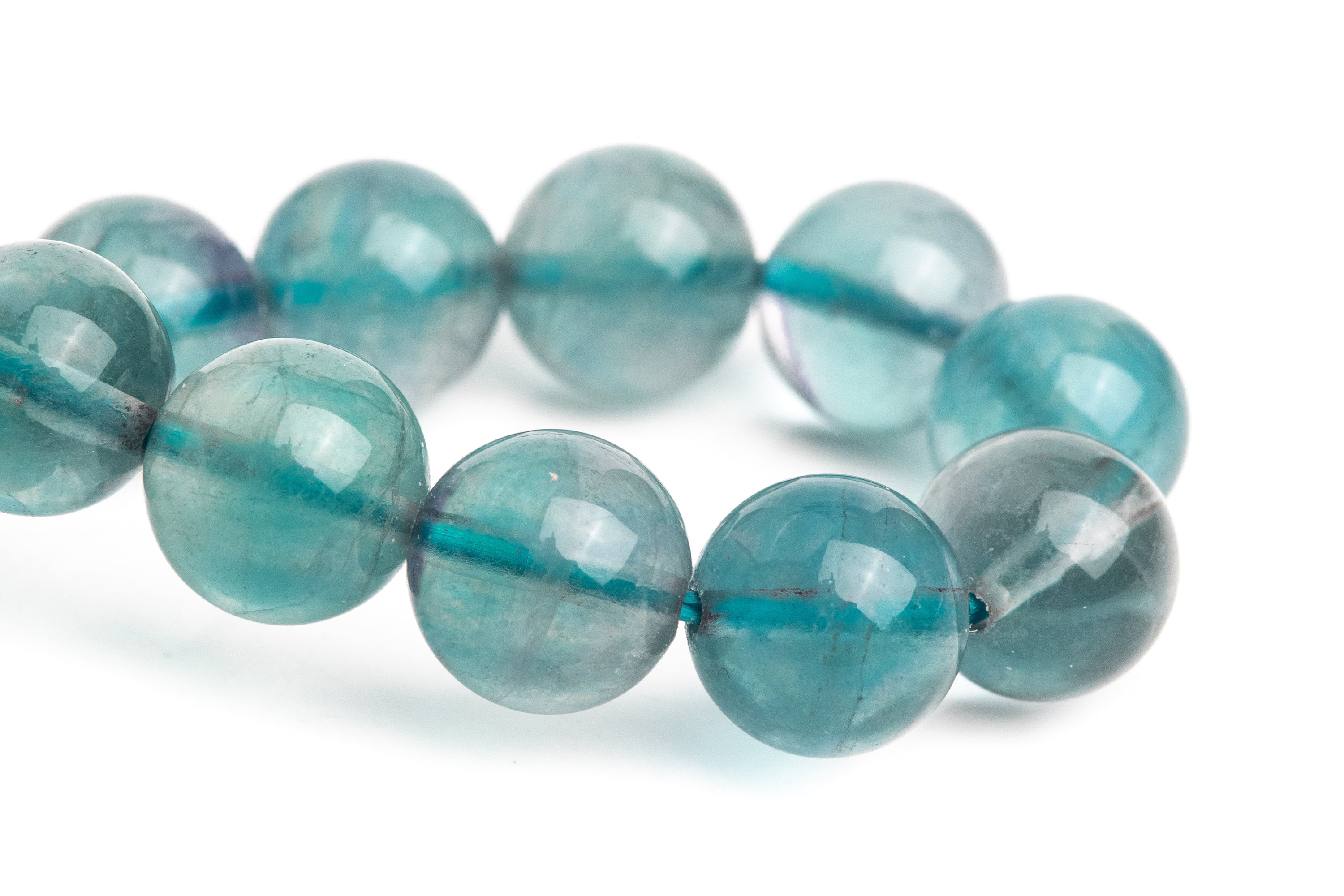9mm Fluorite Beads Blue Bracelet Grade Aaa Genuine Natural Round Gemstone 6.5" (121104h-3052)