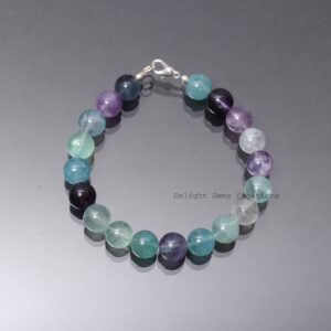 AAA Fluorite Beaded Bracelet, 925 Clasp (10mm)