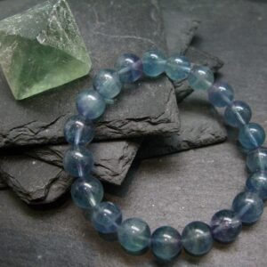 Blue Fluorite Genuine Bracelet ~ 7 Inches ~ 10mm Round Beads