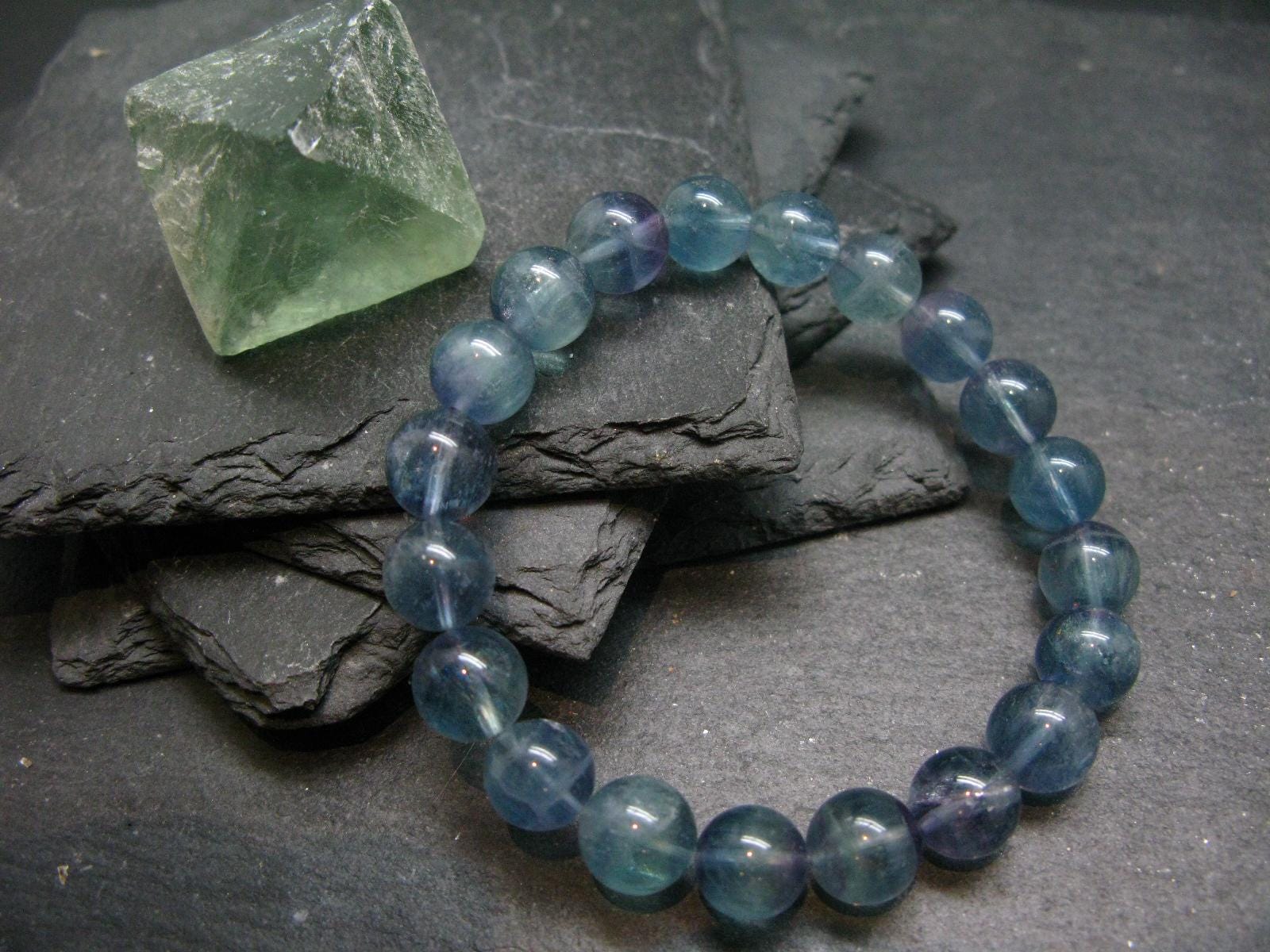 Blue Fluorite Genuine Bracelet ~ 7 Inches ~ 10mm Round Beads Blue Fluorite Genuine Bracelet ~ 7 Inches ~ 10mm Round Beads