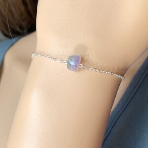 Dainty Fluorite Bracelet, Gemstone Empath Bracelet For Women, Rainbow Crystal Bracelet, Tiny Rainbow Gemstone Bracelet Birthday Gift For Mom
