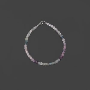 Faceted Fluorite Beaded Bracelet, Natural Gemstone Jewelry