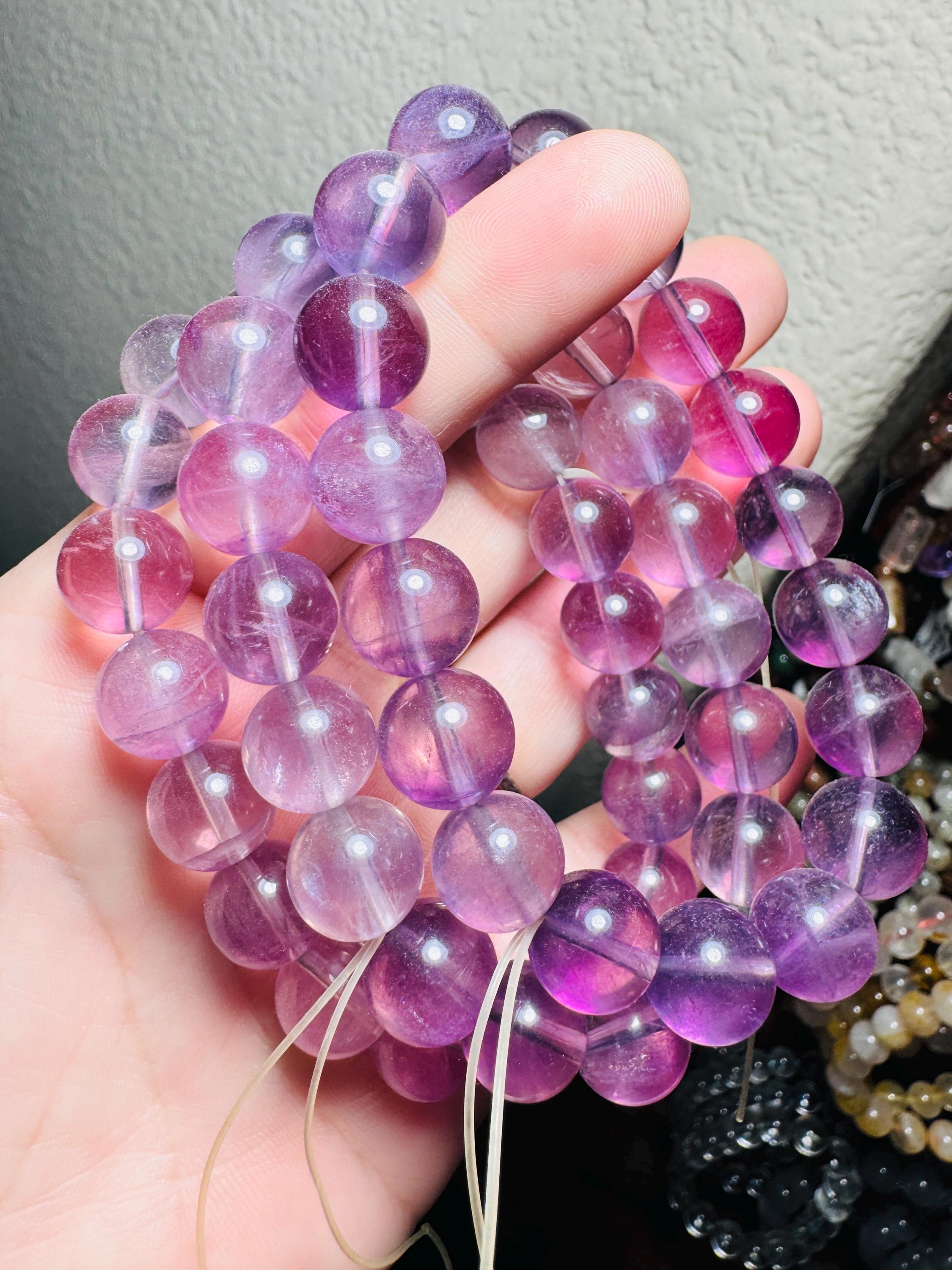 Gemmy Purple Fluorite Bracelet | Gem Grade Crystal Bracelet | Gem Fluorite Crystal Beaded Bracelet |  Genuine Crystal Bracelet