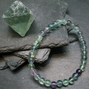 Fluorite Genuine Bracelet ~ 7 Inches ~ 6mm Round Beads
