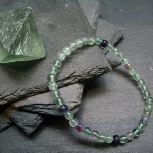 Fluorite Genuine Bracelet ~ 7 Inches ~ 4mm Round Beads