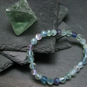Fluorite Genuine Bracelet ~ 7 Inches ~ 6mm Facetted Beads