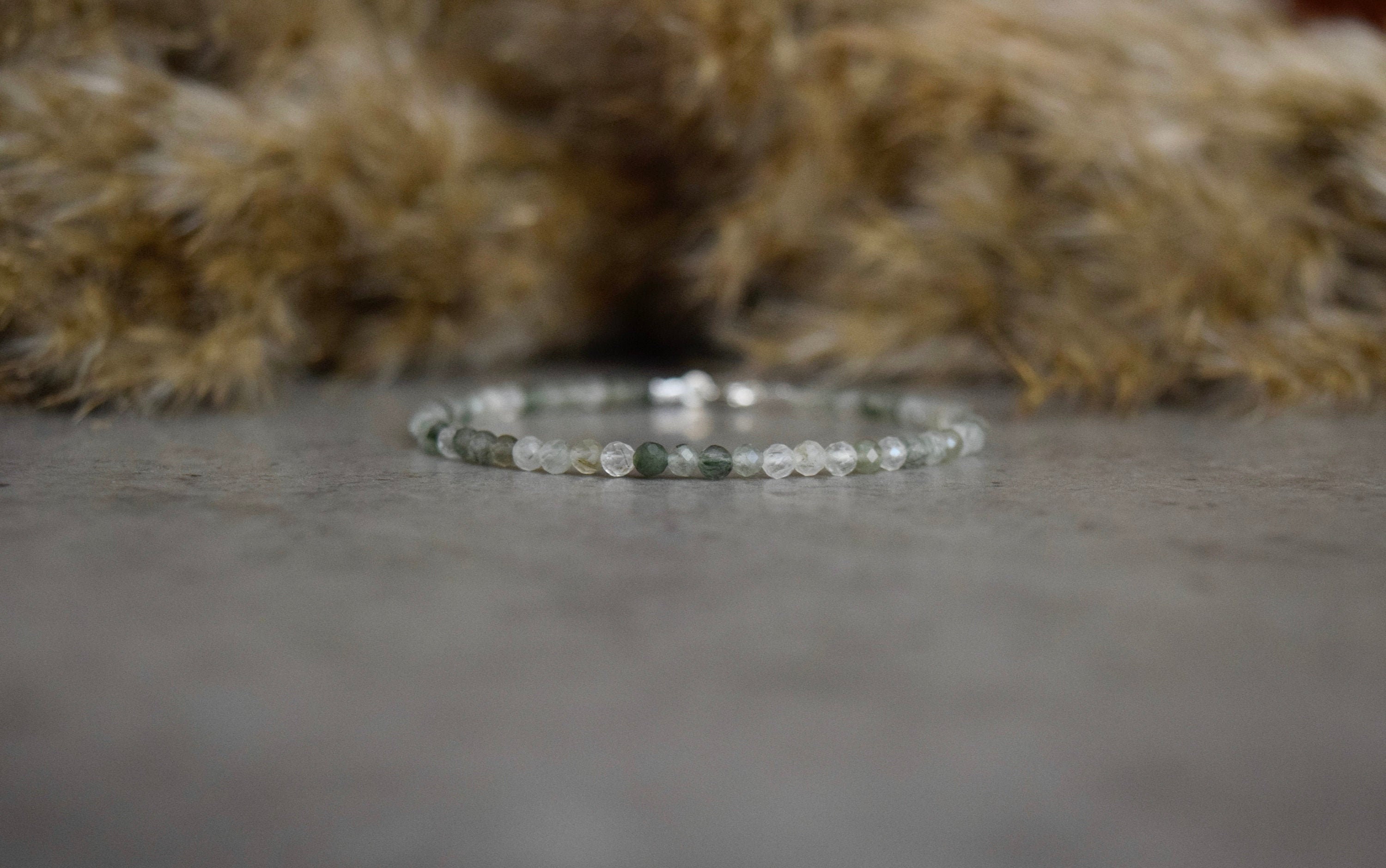 Green Fluorite Bracelet • 3mm Beaded Gemstone Jewelry • Pale Green Crystal • Clarity • Focus • Emotional Balance