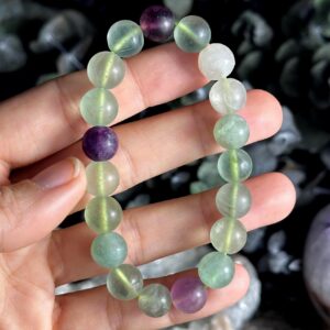 Matte Fluorite Bracelet, 10mm Crystal Beaded Stretch Bracelet