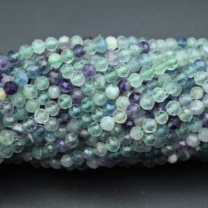 Natural Fluorite Faceted Round Beads,2mm/3mm/4mm Loose Faceted Beads,for Jewelry Diy Making Beads,bracelet Making Beads.wholesale Beads