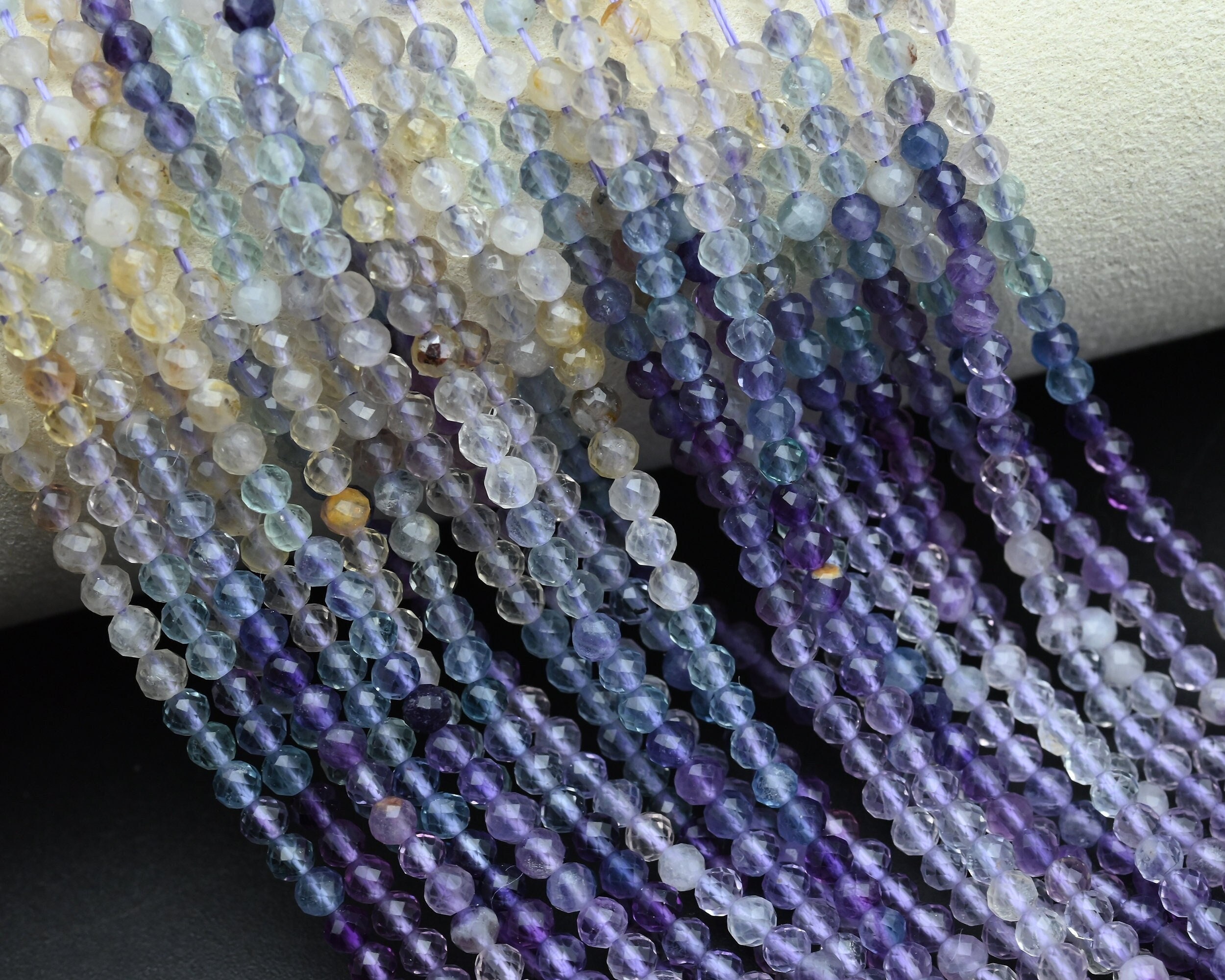 Natural Fluorite Faceted Round Beads,2mm/3mm/4mm/6mm Loose Faceted Beads,for Jewelry Diy Making Beads,bracelet Making Beads.wholesale Beads