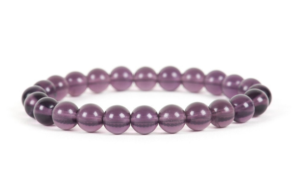 Purple Fluorite Bracelet, Fluorite Stretch Bracelet, Unique-gift-for-wife