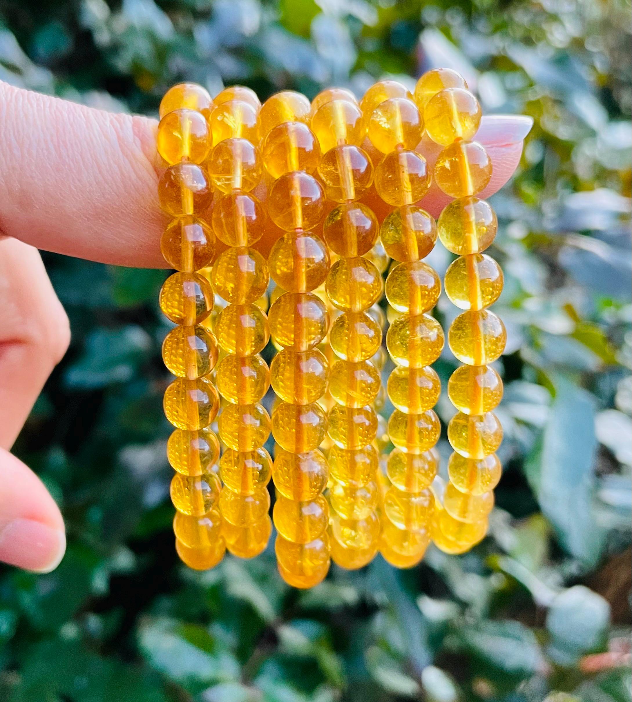 Yellow Fluorite Crystal Bracelet (1) One Natural Fluorite Stone Bracelet Pretty Round Gemstone  Beaded Jewelry 7/8mm