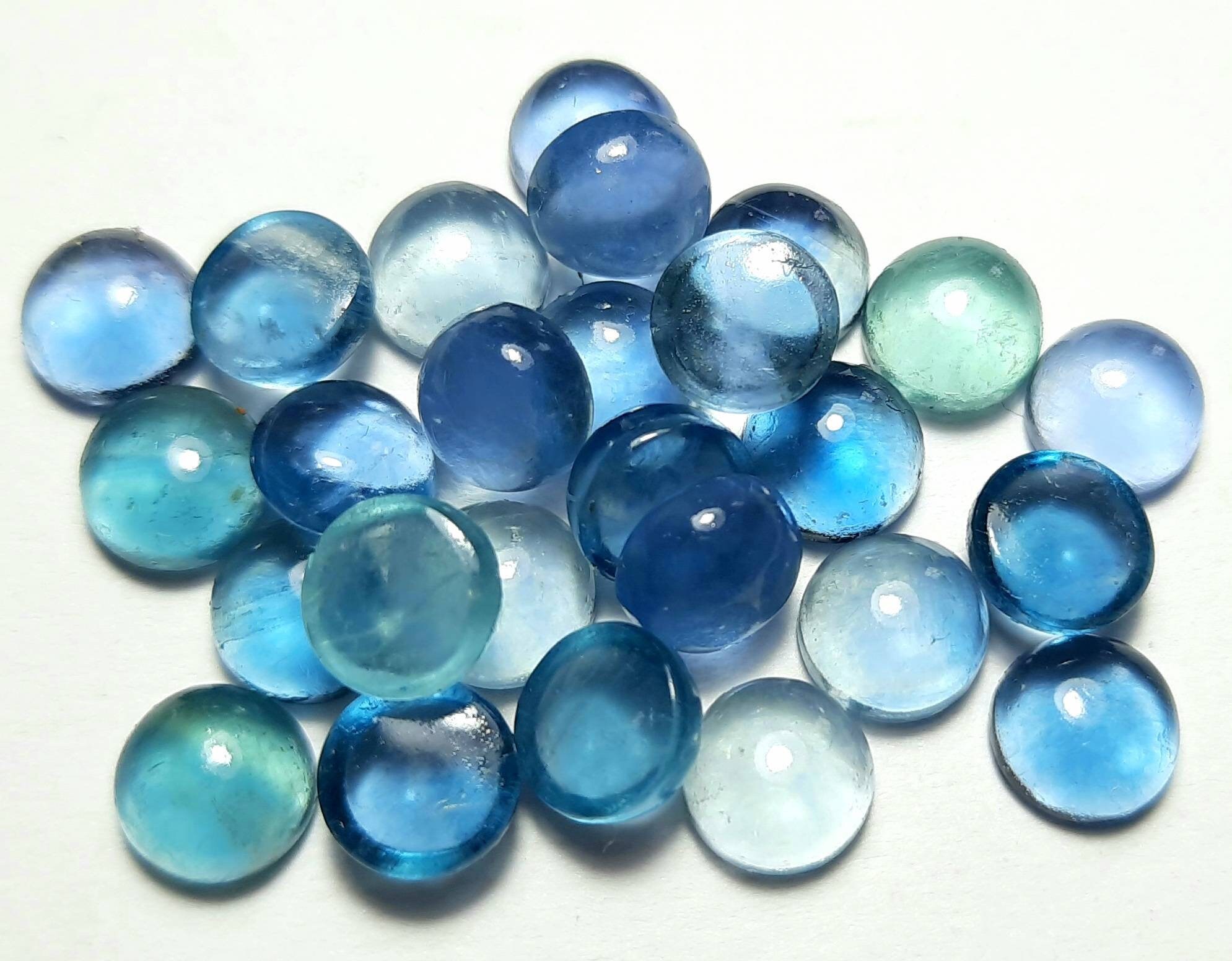 Aaa Green Flourite Cabochon: Round Gemstone (3x3 To 15x15 Mm) Blue Flourite Stone