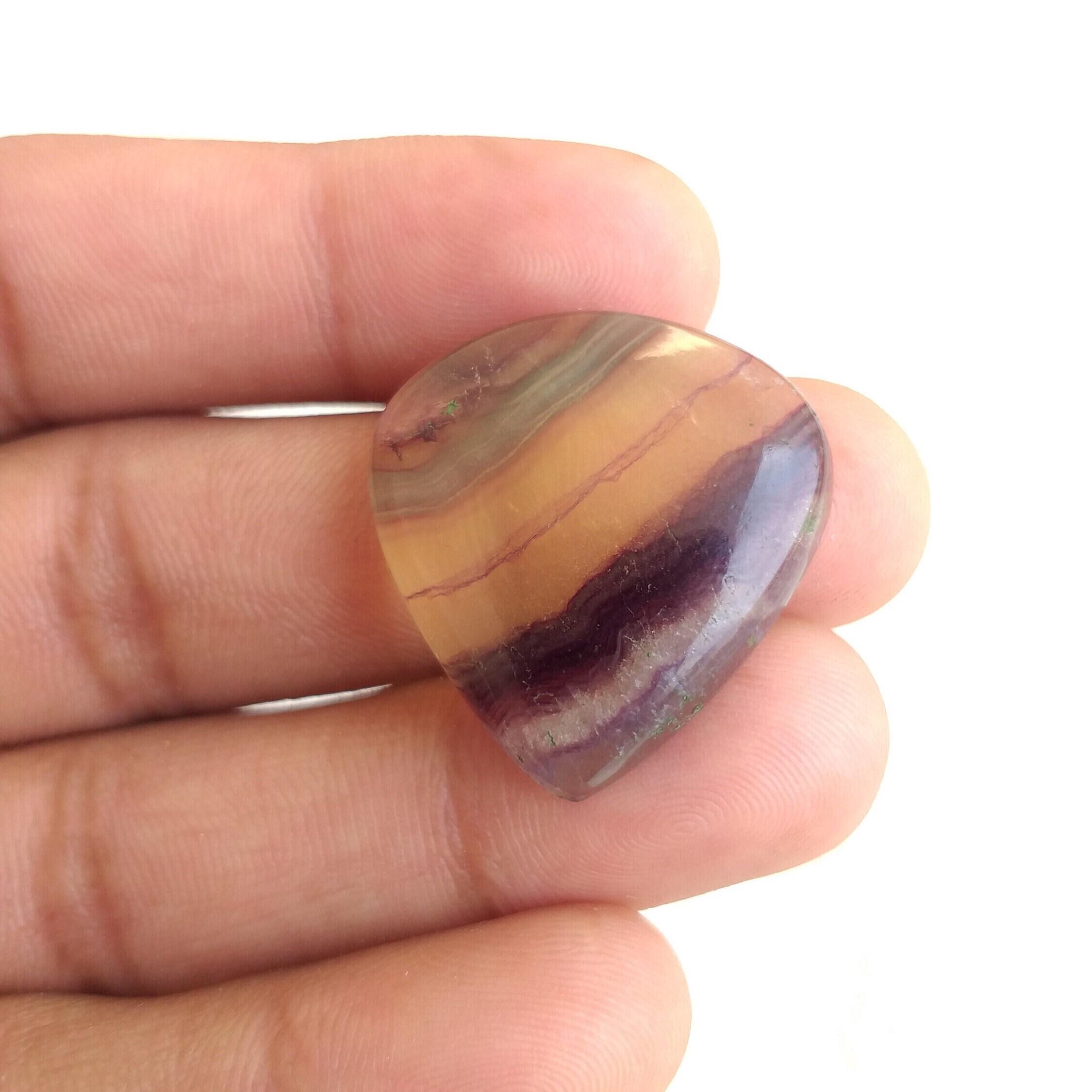 Heart Shape Multi Fluorite Cabochon: 44.1 Carat Gemstone (28x27x6 Mm) Heart Shape Multi Fluorite Cabochon: 44.1 Carat Gemstone (28x27x6 Mm)
