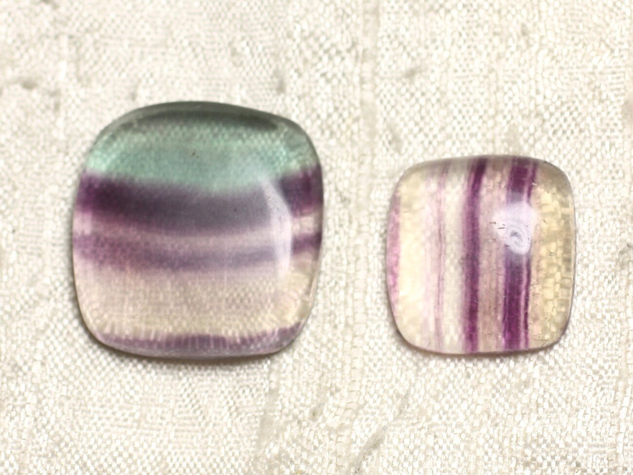 Lot 2 Cabochons De Pierre - Fluorite Carrés 18-25mm N17 - 4558550080080 Lot 2 Cabochons De Pierre - Fluorite Carrés 18-25mm N17 - 4558550080080