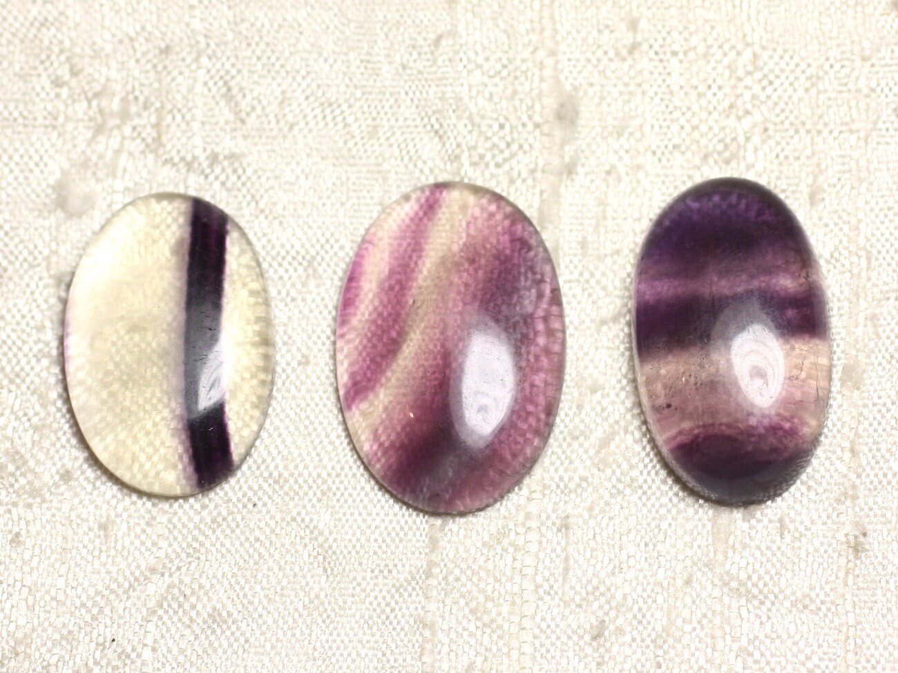 Lot 3 Cabochons De Pierre - Fluorite Ovales 26-29mm N13 -  4558550080042