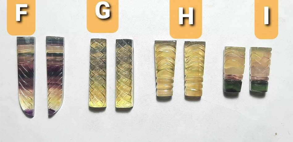 Multi-color Flourite Carving Gemstone: Jewelry Cabochon Pair Meditation,protection,energy Balancing,homedecor,earing,pendent,genius Stone.