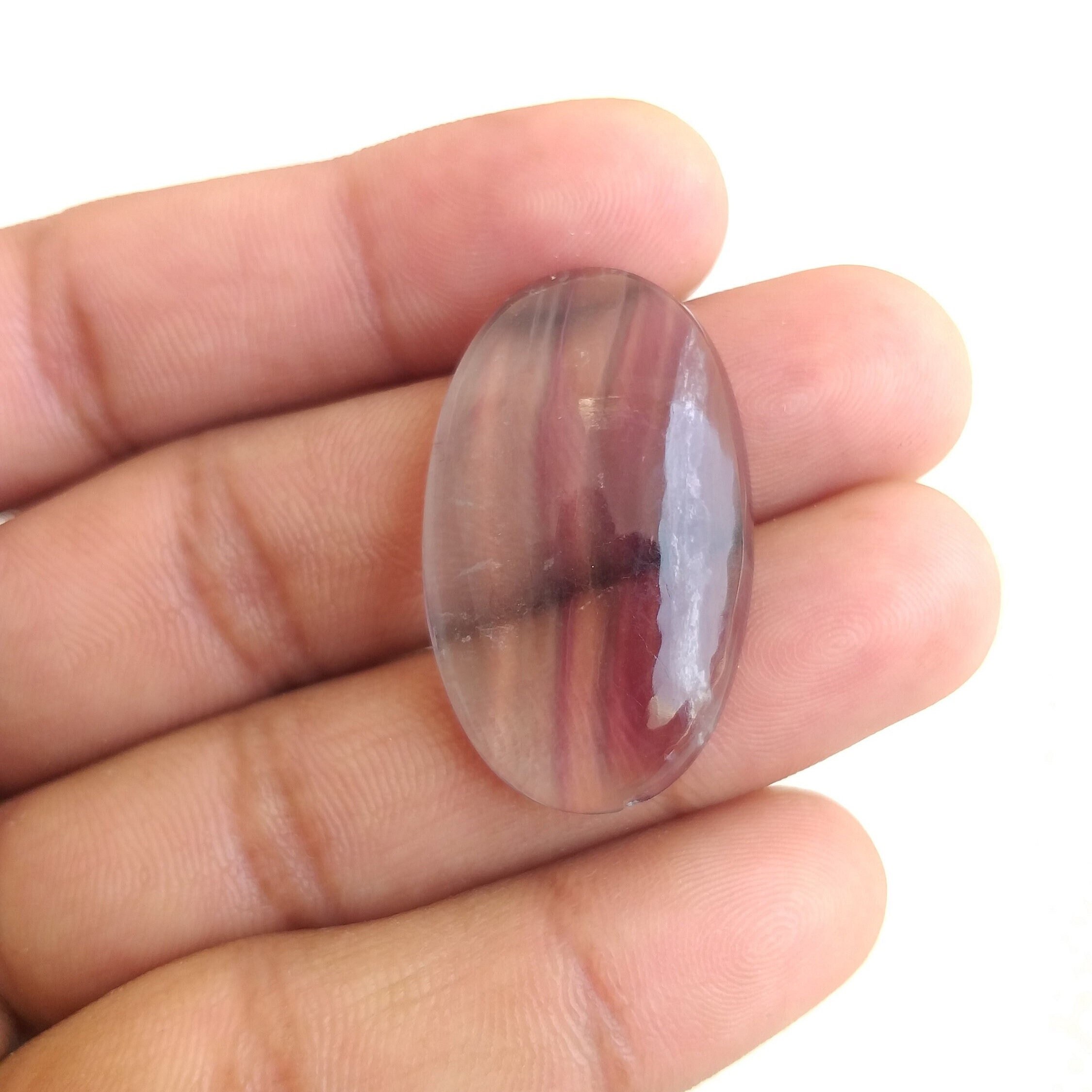Oval Multi Fluorite Cabochon: 44.1 Carat Gemstone For Jewelry