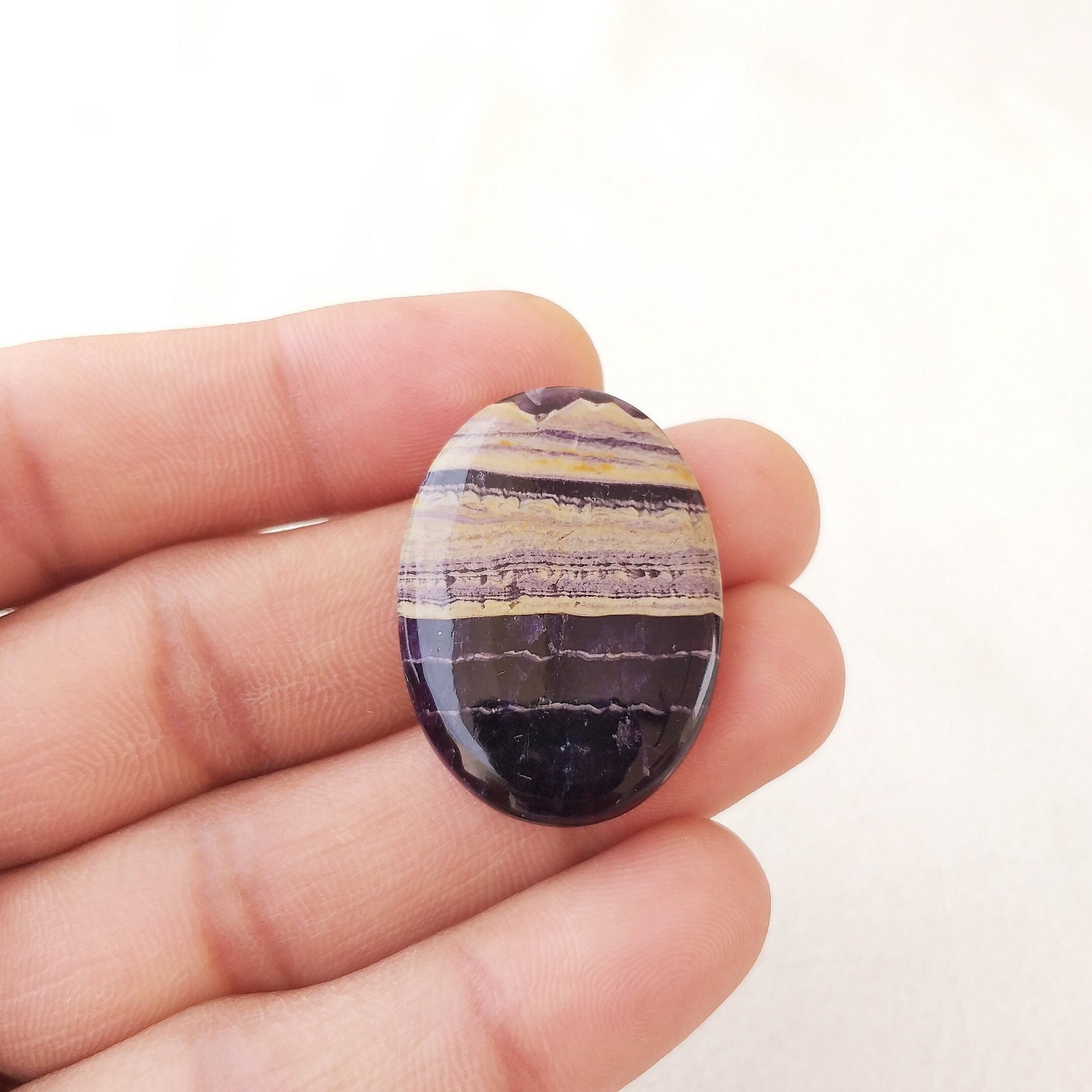 Purple Fluorite Cabochon: Oval Gemstone For Pendant (33x24x5 Mm, 37.2 Carat