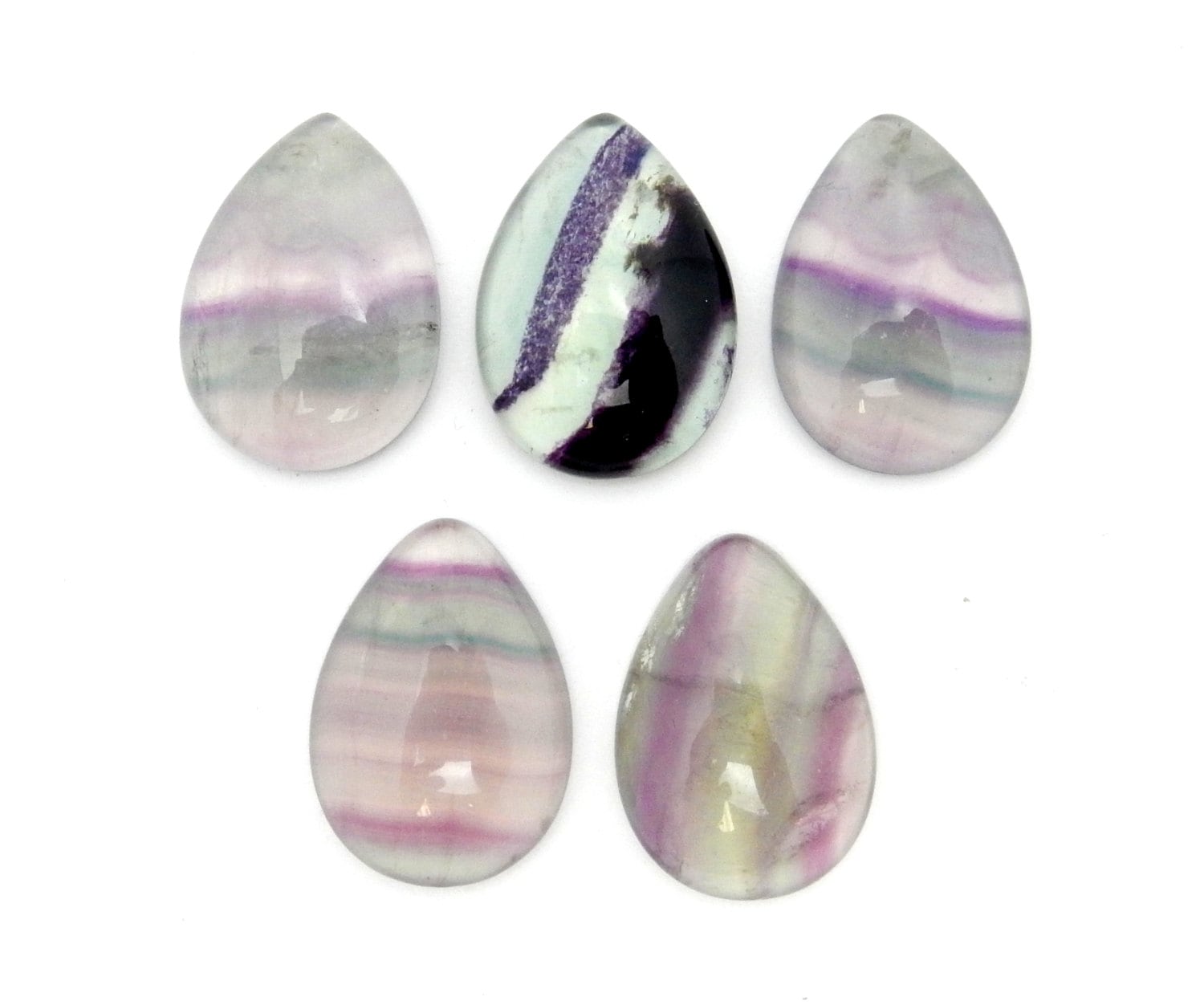Teardrop Shaped Fluorite Cabochon - (rk36b17-01)