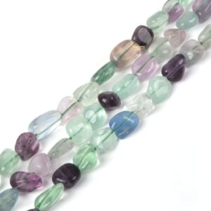 0101 7mm  Natural multi-color fluorite Pebble Chips loose gemstone beads 16"