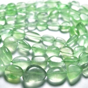 16 Inches - Natural Smooth Green Fluorite Nuggets Stone - Size Is 6-13mm #1191