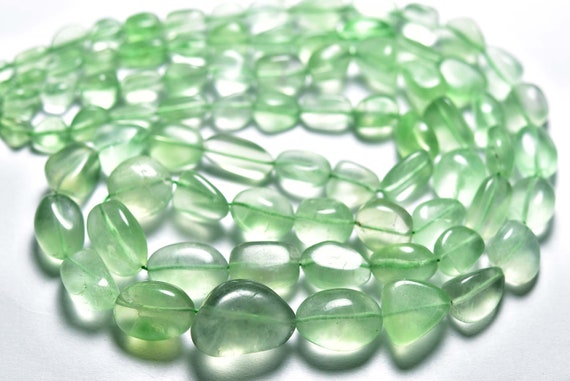 16 Inches - Natural Smooth Green Fluorite Nuggets Stone - Size Is 6-13mm #1191 16 Inches - Natural Smooth Green Fluorite Nuggets Stone - Size Is 6-13mm #1191