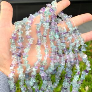31 Inch Top Quality Natural Multi Colors Fluorite Healing Gemstones Chip Beads Free-form Stone Chip Bead For Earrings Jewelry Making