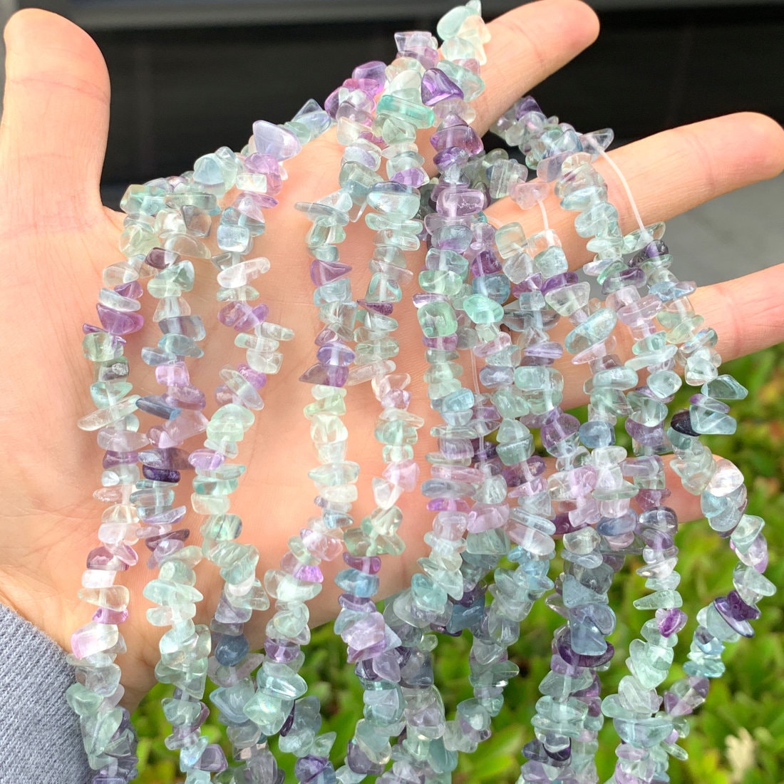 31 Inch Top Quality Natural Multi Colors Fluorite Healing Gemstones Chip Beads Free-form Stone Chip Bead For Earrings Jewelry Making