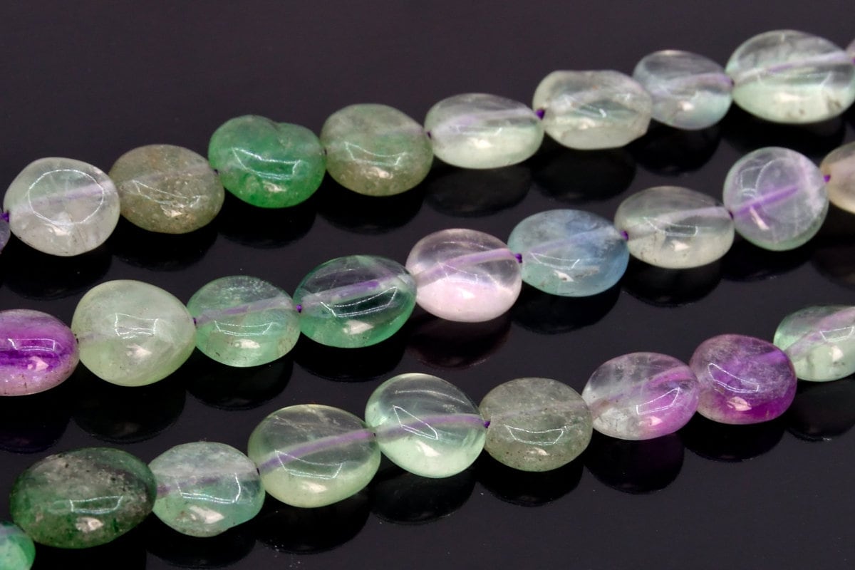 8-10mm Multicolor Fluorite Beads Pebble Nugget Grade A Genuine Natural Gemstone Full Strand Loose Beads 15.5" Bulk Lot Options (108041-2622)