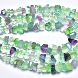 8 Inches - Most Beautiful Amazing Natural Faceted Multi Fluorite Straight Drilled Nuggets Strand - Size Is 7-11 Mm #242