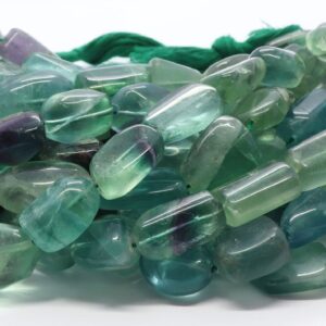 AAA Natural Multi Fluorite Smooth Uneven Shape Nuggets Beads, 14-15 MM Fluorite Gems Beads, 16 Inch Multi Smooth Tumble Beads
