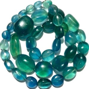 AAA+ Rarest~Neon Blueish Green Fluorite Smooth Nugget Beads Natural Neon Green Fluorite Gemstone Beads Multi Color Fluorite Polished Nuggets