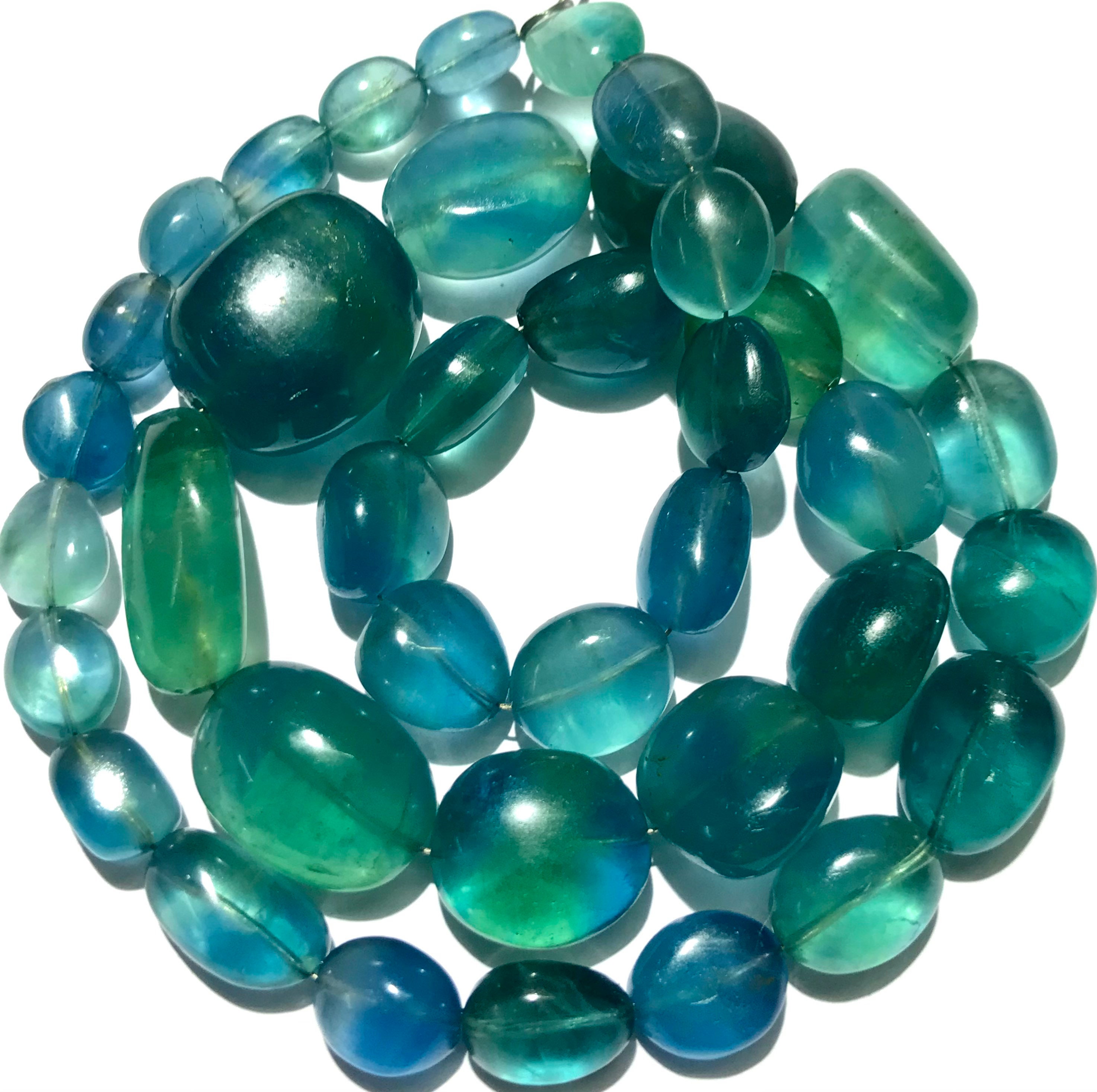 Aaa+ Rarest~neon Blueish Green Fluorite Smooth Nugget Beads Natural Neon Green Fluorite Gemstone Beads Multi Color Fluorite Polished Nuggets