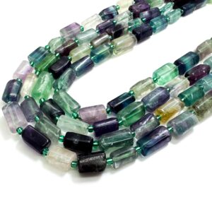 Faceted Fluorite Barrel Beads: Polished Gemstone Nuggets For Jewelry Making