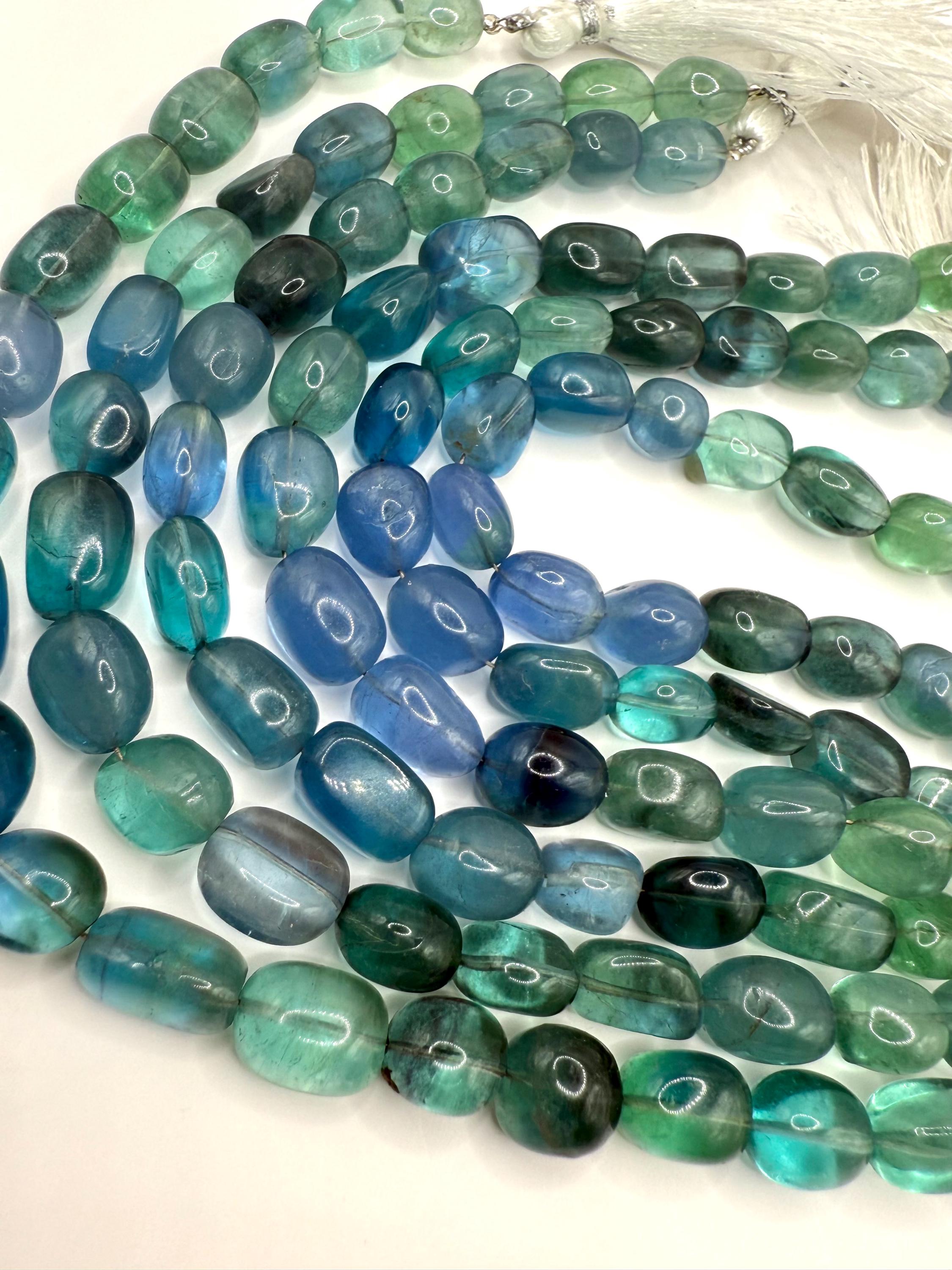 Full Strand Of Smooth Fluorite Nuggets