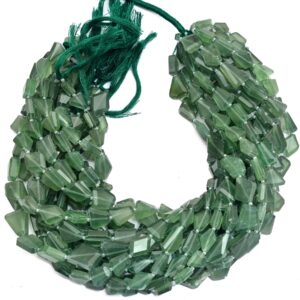 Green Fluorite Nugget Beads | AAA Fluorite Faceted 12mm-15mm Step Cut Tumbled | Natural Semi Precious Gemstone Rare Beads for Jewelry Making