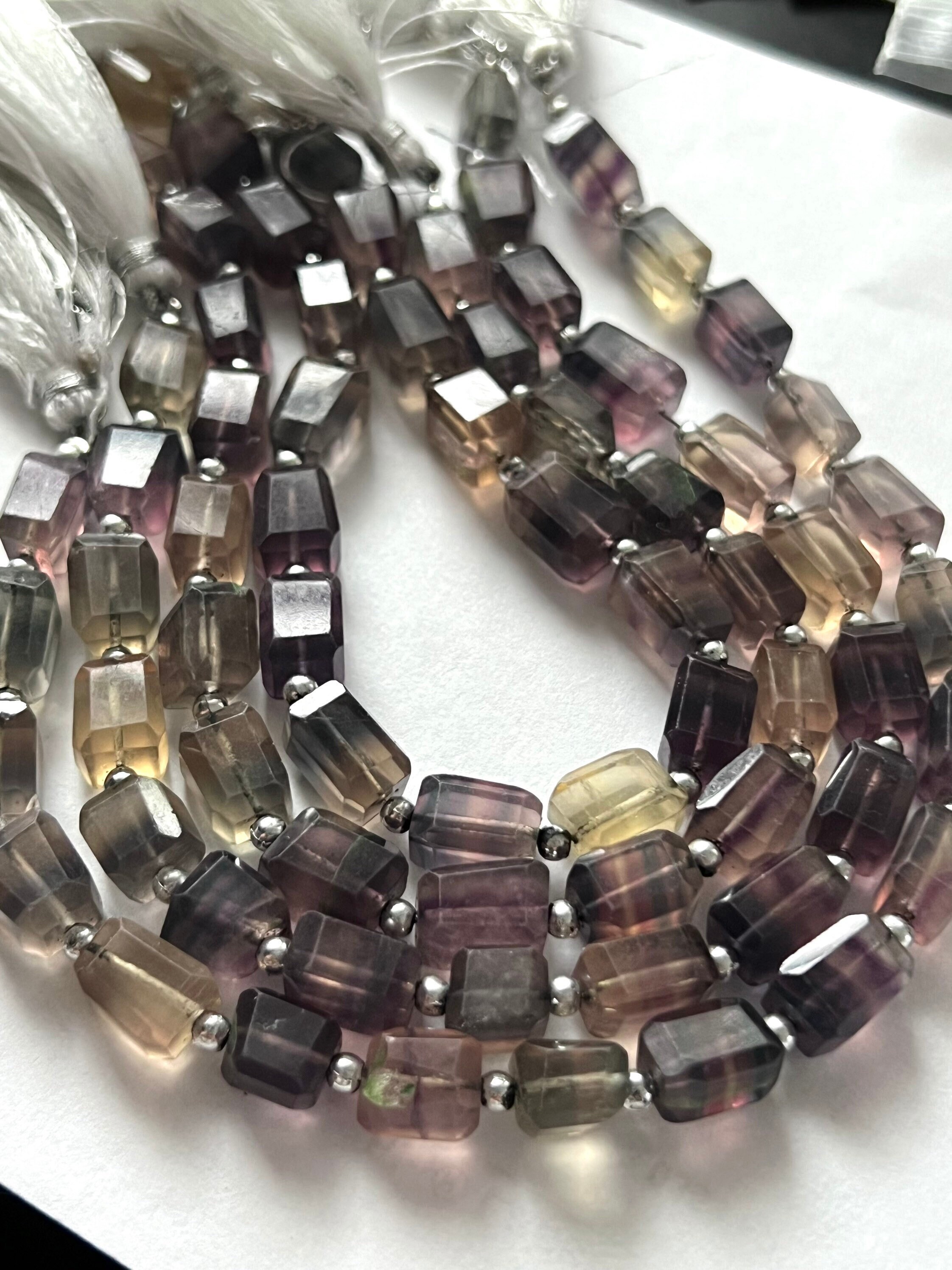 Half Strand Of Faceted Fluorite Nuggets
