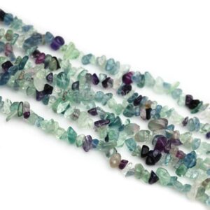 Mixed Color Stone Chips, Genuine Fluorite Chips, Long Strand 34 Inch Natural Chip Beads, Green Gemstone Chips For Jewelry Beading (5-8mm)