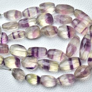 Natural Fluorite Nugget Beads 10x12mm to 11x18mm Faceted Big Nuggets Gemstone Beads Jewelry Making Rare Fluorite Beads 8 Inch Strand No6180